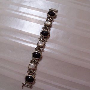 Onyx, MOP, and Smoky Quartz Bracelet